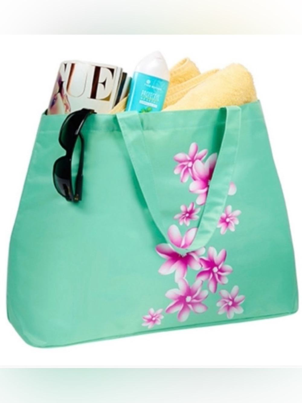 Green Hawaii Flower Tote Shopper Beach Bag by Yves Rocher